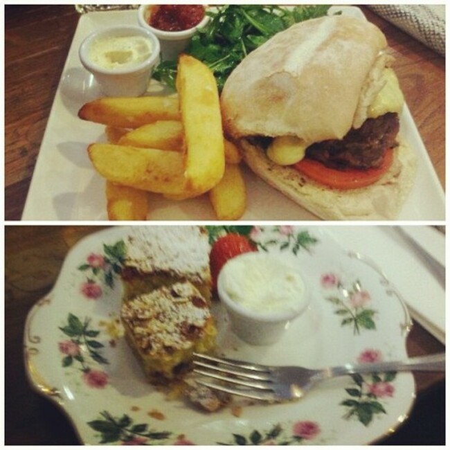 Lunch in avoca #lunch #burger #chips #dessert #tart