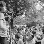 Jane Fonda address a crowd at New York's Dag Hammarskjold Plaza Sunday in 1981 (Ari Mintz/AP/Press Association Images)